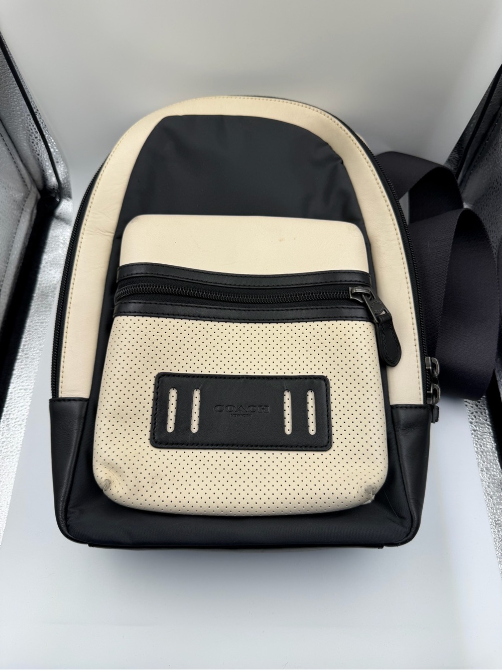 Coach Two-Tone Black and Cream Crossbody Belt Bag